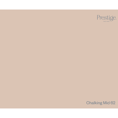 A flat, solid color swatch in a warm light beige/chalk tone, with the Prestige logo in the top right and the text 'Chalking Mid 62' in the bottom right.