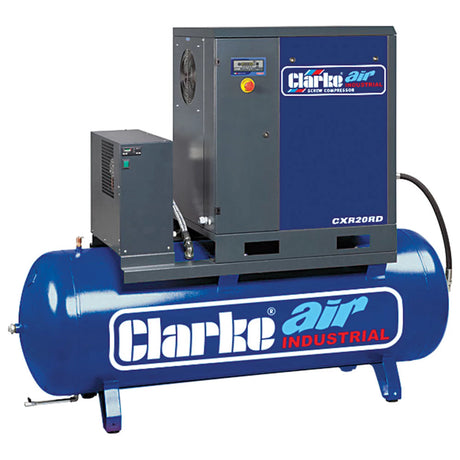 Clarke CXR20RD 65.3cfm 500 Litre 20HP Industrial Screw Compressor with Air Receiver & Dryer (400V)