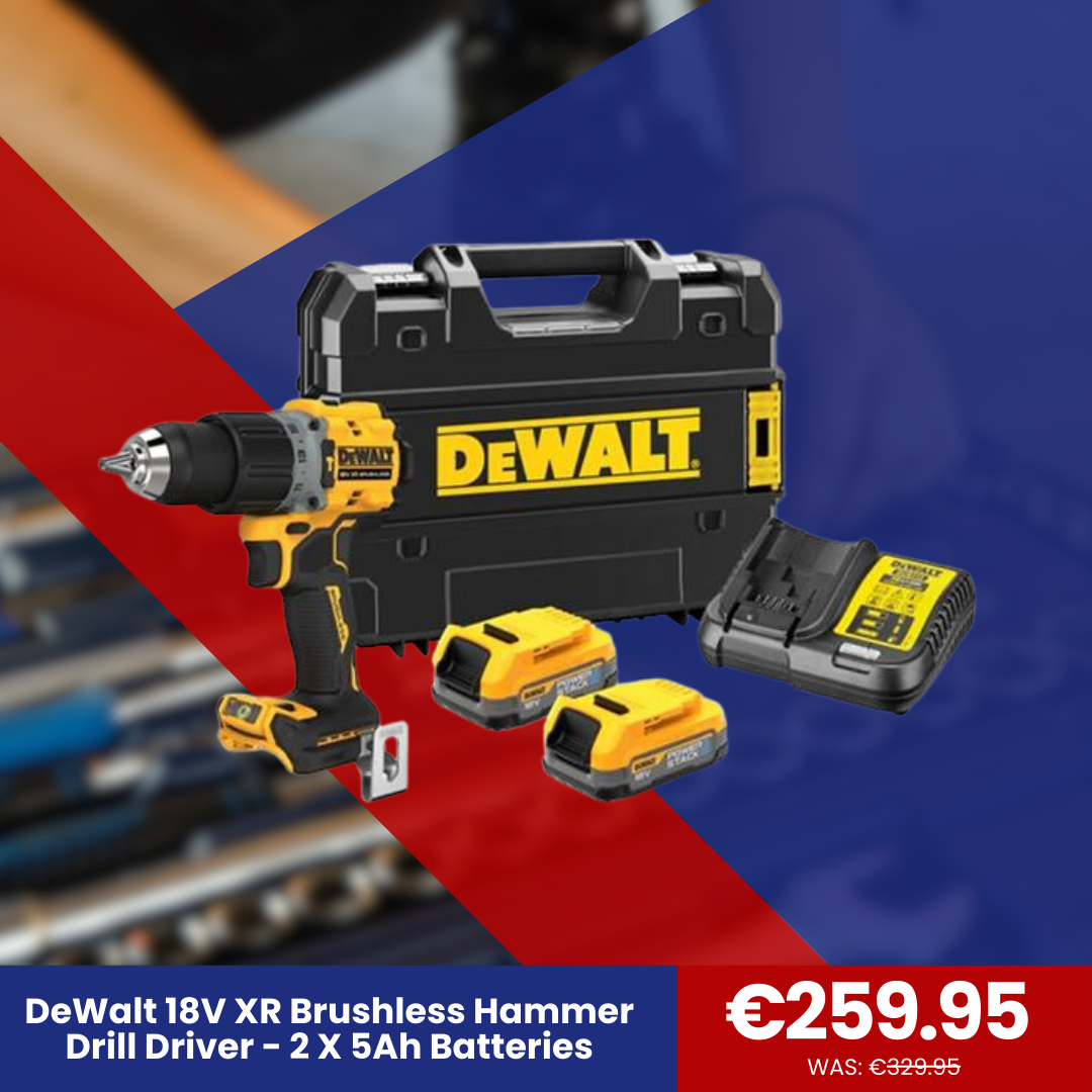 DeWalt 18V XR Brushless Hammer Drill Driver - 2 X 5Ah Batteries