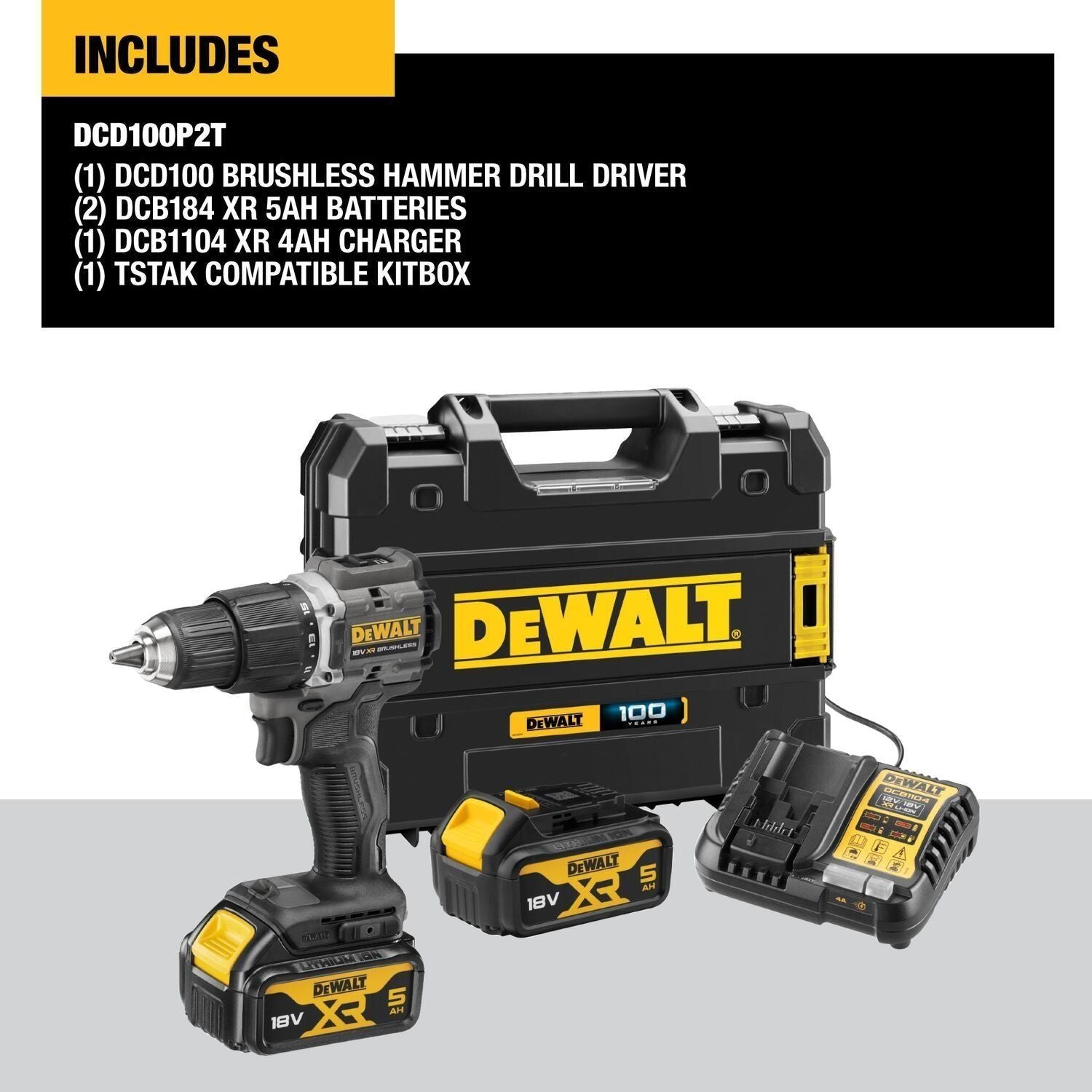 Buy DEWALT Combi Drill 2x5Ah Li Ion 18V Brushless at Ted Johnsons