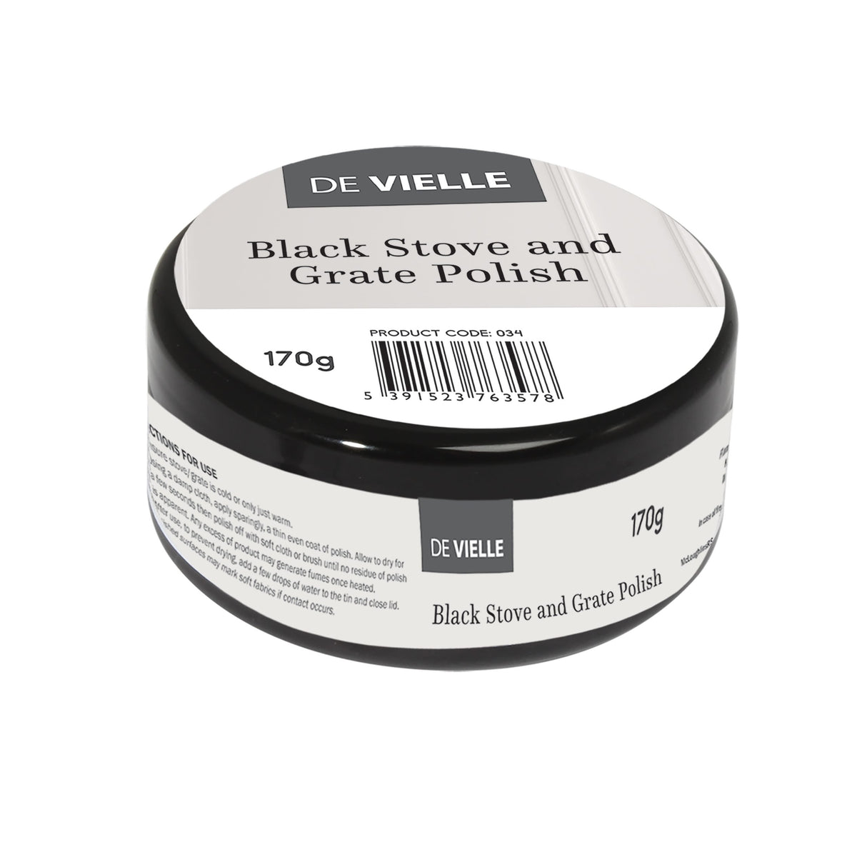 De Vielle Black Stove & Grate Polish Jar | 170g - Black