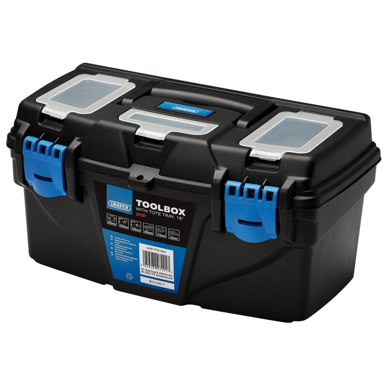 Draper Plastic Toolbox with Tote Tray | 16 inches