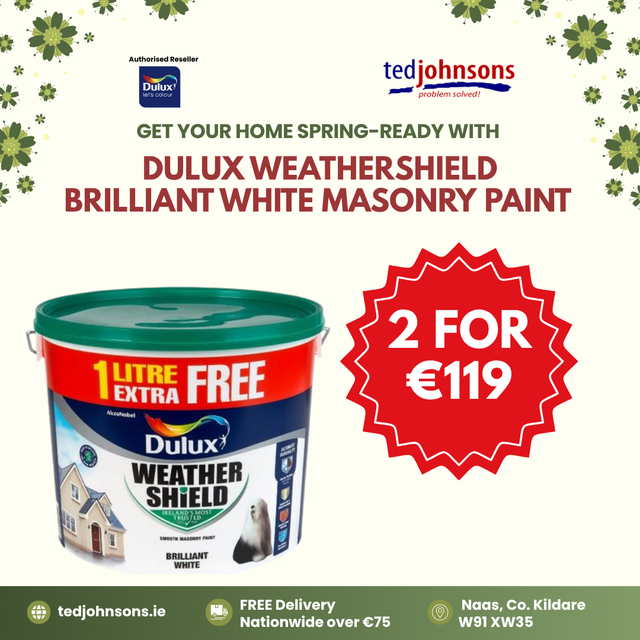 Dulux Weathershield Brilliant White Masonry Paint - Buy 2 for €119