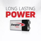 Energizer battery with 'Long Lasting Power' text on a white background