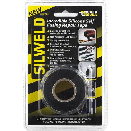 Everbuild Silweld Silicone Repair Tape | Black - 3m