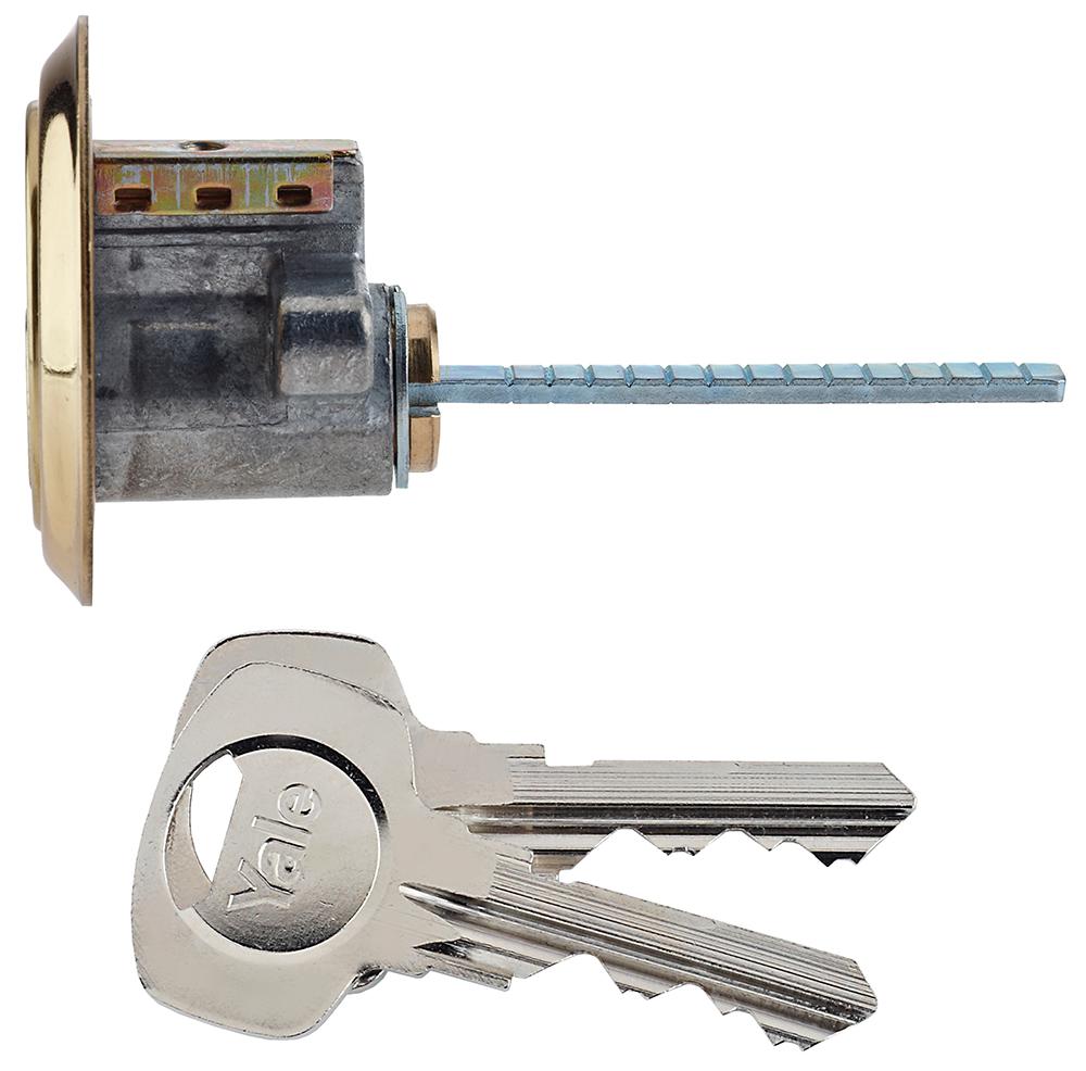 Yale Replacement Rim Cylinder Polished Brass With 2 Keys