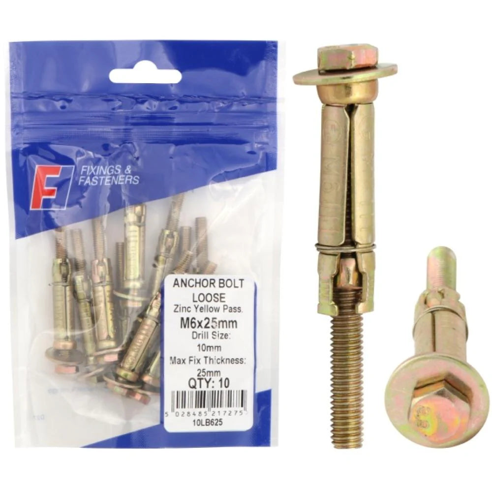 Forgefix Anchor Bolt Loose - M6x25mm | Pack of 10