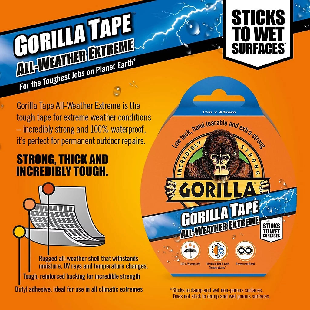 Gorilla Tape All Weather Extreme | Black - 48mm x 11m