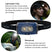 A LEDLENSER waterproof headlamp with a blue faceplate and black adjustable strap, shown on a white background with feature callout text and two circular lifestyle inset photos of a woman wearing the headlamp.
outdoors. Ledlenser HF4R CORE Rechargeable Head Torch