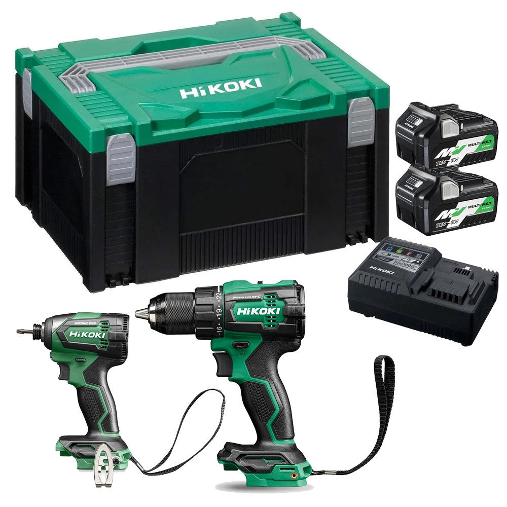Hikoki KC18DE/JAZ 18V Tool Kit, 2x 5.0Ah 18V MV Batteries, Charger & Case