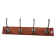 Headbourne 4 Victorian Antique Brass Hooks on Oak Wooden Board Coat Rack