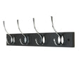 Headbourne Wall Mounted Coat Rack with Victorian Chrome Hooks - 4 Double Hooks | Black