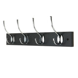 Headbourne Wall Mounted Coat Rack with Victorian Chrome Hooks - 4 Double Hooks | Black