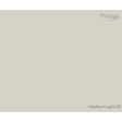A flat, solid colour swatch card in a warm light greige, labeled 'Prestige. Fine Paint. Prestige Hepburn Light Paint