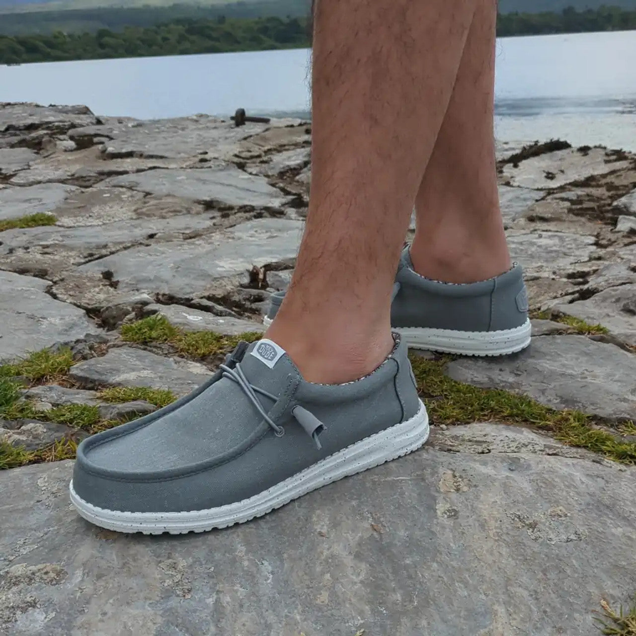 HeyDude Wally Stretch Canvas | Men - Light Grey