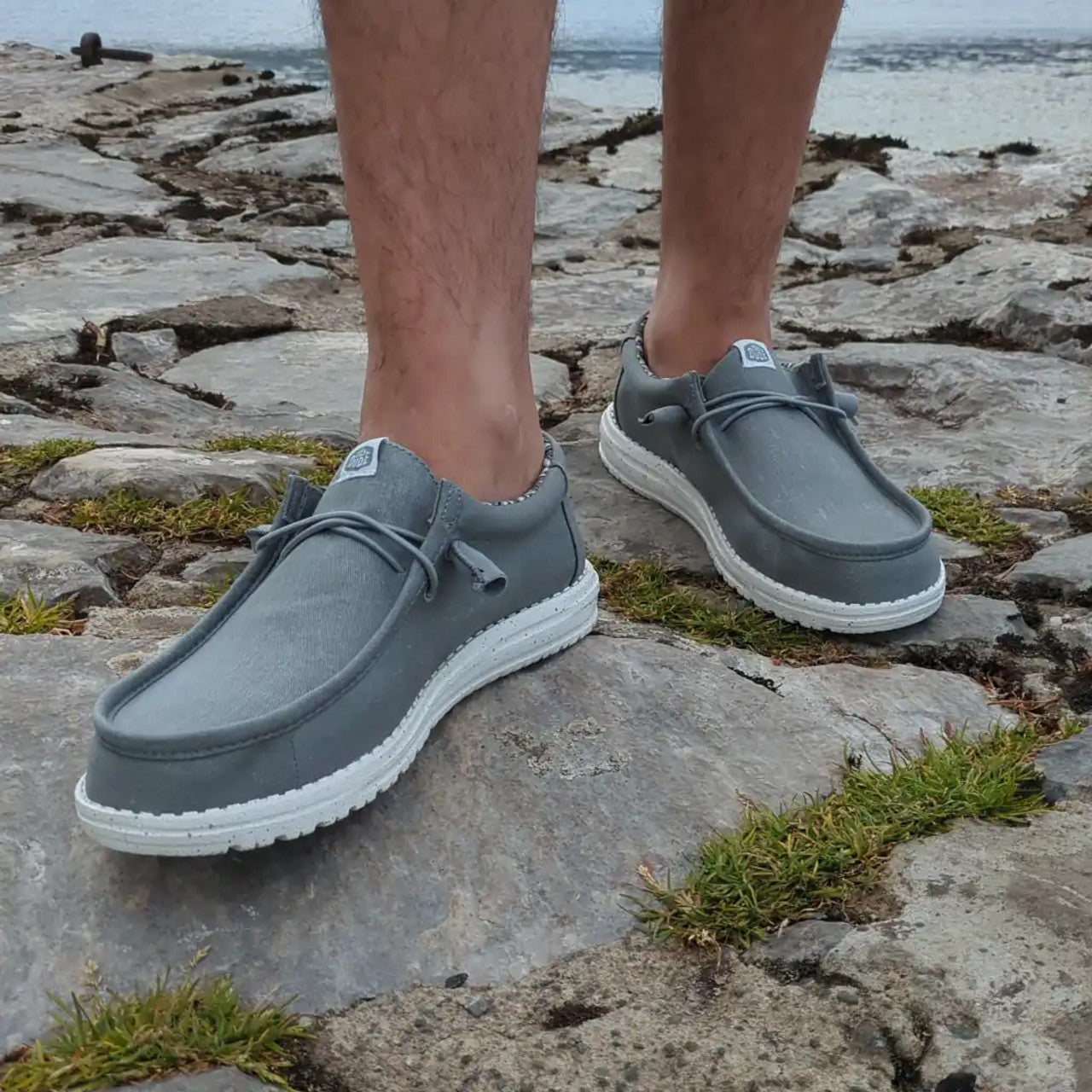 HeyDude Wally Stretch Canvas | Men - Light Grey