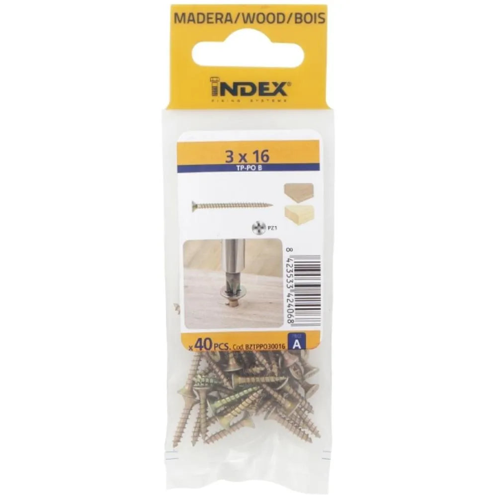 Index Chipboard Pozi Screw Yellow - 3MM | Pack of 40