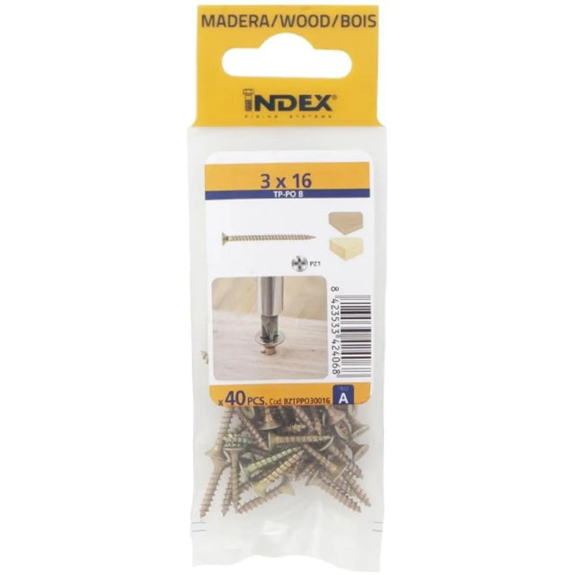 Index Chipboard Pozi Screw Yellow - 3MM | Pack of 40