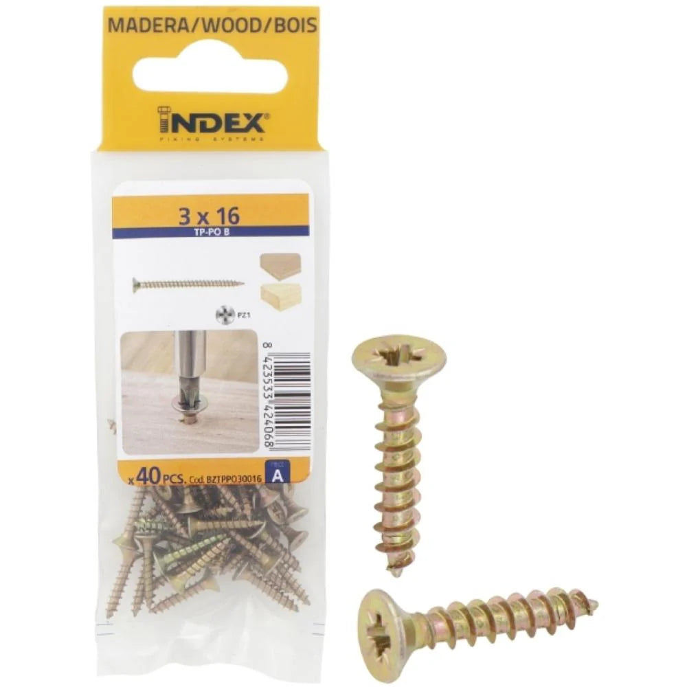 Index Chipboard Pozi Screw Yellow | Pack of 40 3.5x50mm