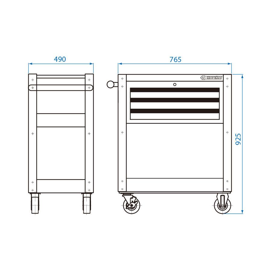 King Tony 87446-3B-KB Tool Trolley Cart - 3 Drawers