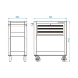 King Tony 87446-3B-KB Tool Trolley Cart - 3 Drawers