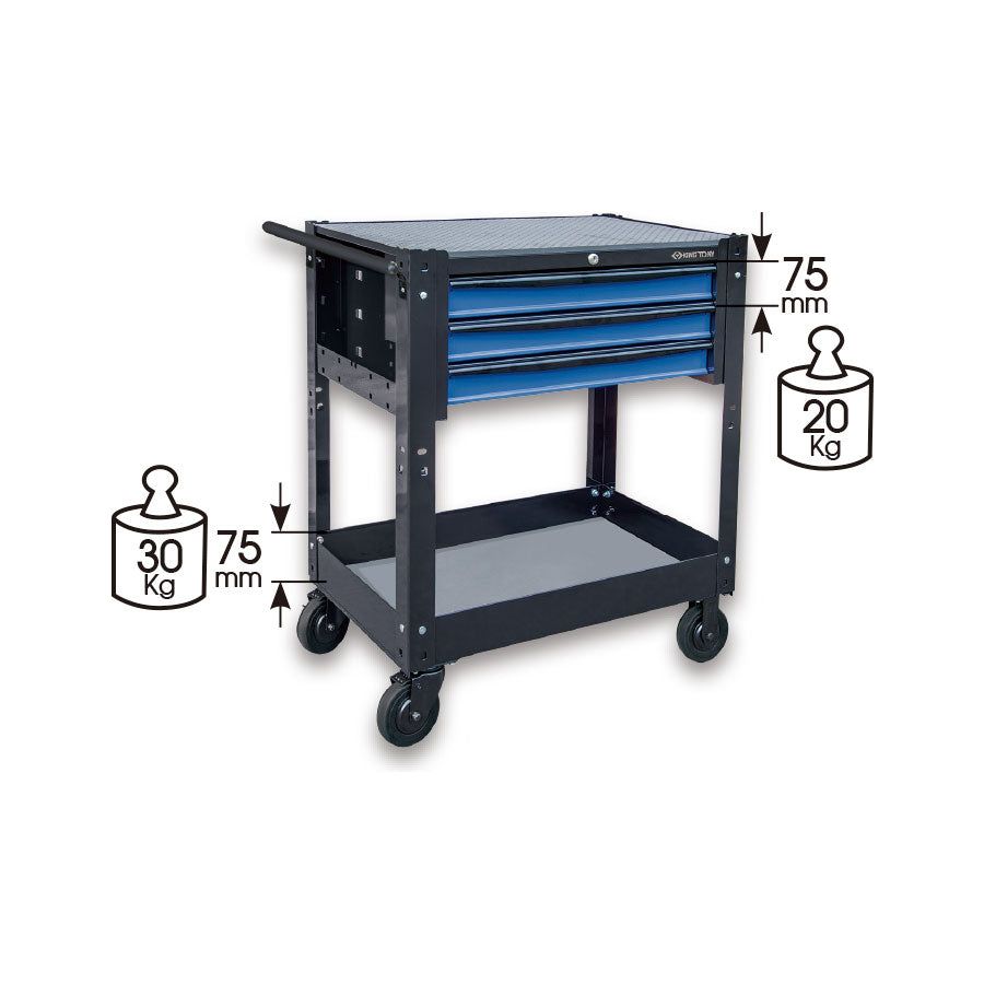 King Tony 87446-3B-KB Tool Trolley Cart - 3 Drawers