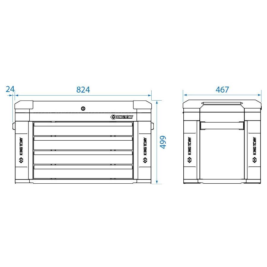 King Tony 87G11-4B-BK Heavy Duty Tool Chest - 4 Drawers