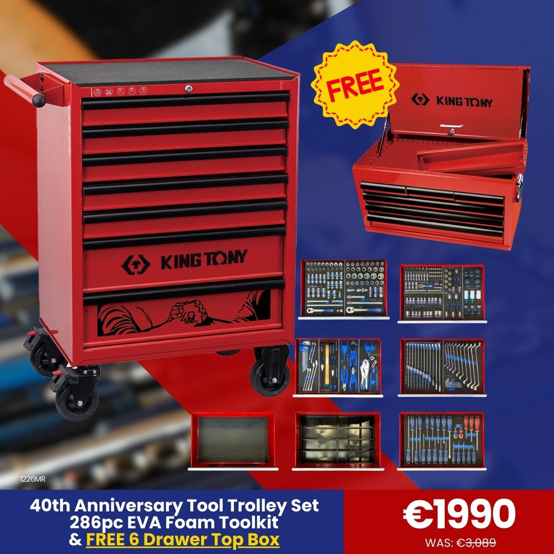 King Tony Mechanics 7 Drawer Tool Trolley Kit & FREE TOP BOX