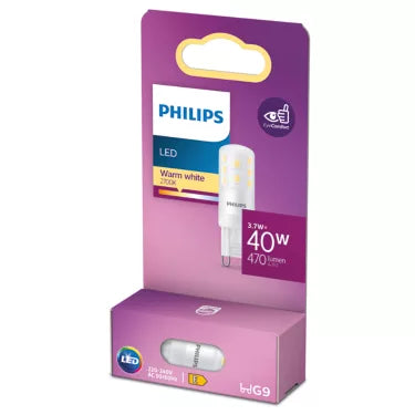 The Philips LED Capsule G9 delivers bright, energy-efficient lighting in a compact design ideal for decorative fixtures, wall lights, cabinet lighting, and modern indoor fittings. Providing a warm white glow with long-lasting LED performance, this bulb is an excellent replacement for traditional halogen G9 capsules.