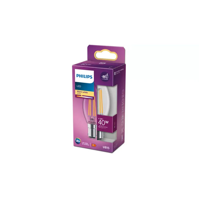 Philips LED Candle Bulb 40W B15 – 470 Lumen | Warm White 