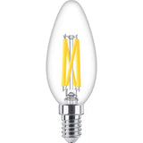 The Philips Filament Dimmable LED Candle Bulb combines elegant vintage styling with advanced LED efficiency and smooth dimming performance. Featuring a clear glass finish and visible filament design, this decorative candle bulb creates a warm and inviting ambience, making it ideal for chandeliers, wall lights, table lamps, and exposed decorative fittings.