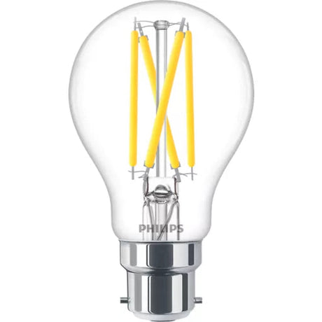 Experience dimmable, warm white LED light

Create a warm, inviting ambience

Philips LED light bulbs provide a beautiful, warm white light, an exceptionally long life and immediate, significant energy savings. With a pure and elegant design, this bulb is the perfect replacement for your frosted traditional bulbs.
