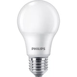A Philips LED light bulb with a frosted white glass envelope and a silver screw base, shown against a plain white background.