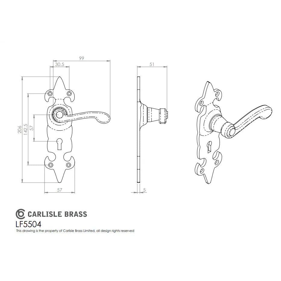 Carlisle Brass LF5504 Fleur De Lys' Lever Standard on Backplate | Black