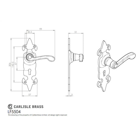 Carlisle Brass LF5504 Fleur De Lys' Lever Standard on Backplate | Black