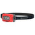A red LED headlamp with a black adjustable headband, featuring the LEDLENSER brand logo on the strap, set against a plain white background. Ledlenser HF4R CORE Rechargeable Head Torch Red