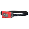 A red LED headlamp with a black adjustable headband, featuring the LEDLENSER brand logo on the strap, set against a plain white background. Ledlenser HF4R CORE Rechargeable Head Torch Red