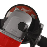 Close-up of a Milwaukee tool with a red and gray design on a white background
