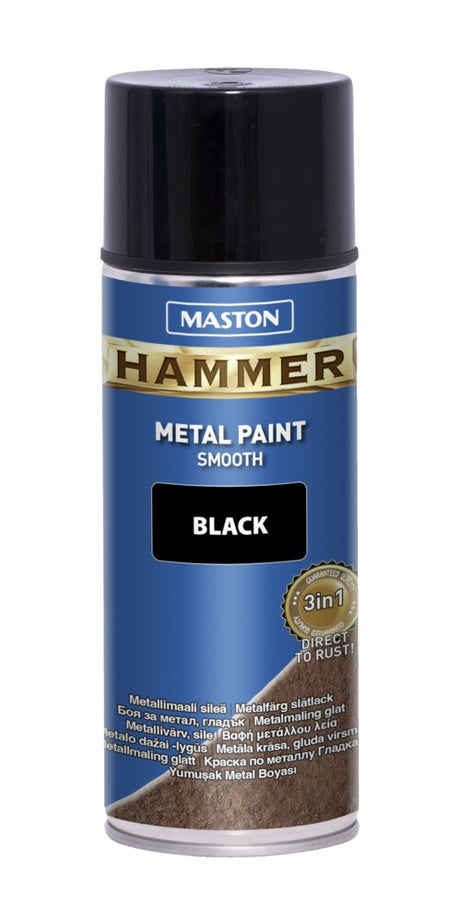 Maston Spray Paint Hammer Smooth Black 400ml
