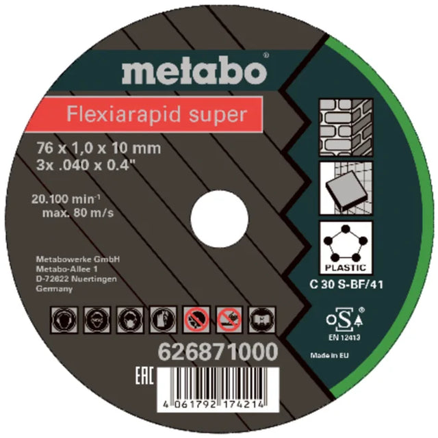Metabo 5 Flexiarapid Super Universal Cutting Disc | 76x1.0x10.0 mm