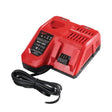 Red battery charger with cable on a white background