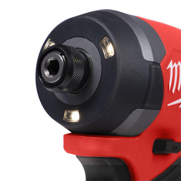 Close-up of a Milwaukee tool with a red and black design on a white background
Milwaukee M18FID3-0 M18 Fuel Gen 4 Impact Driver | Bare Unit