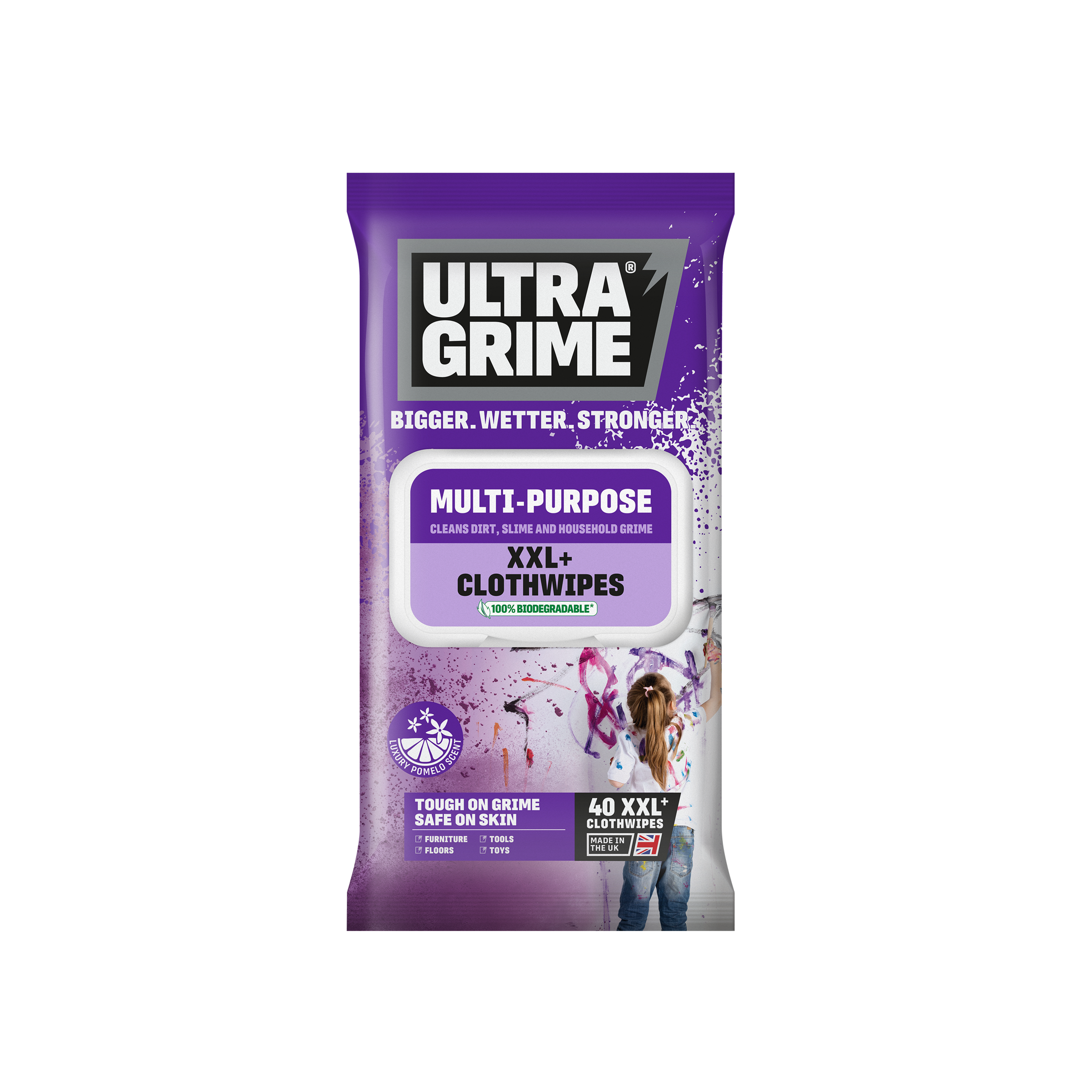UltraGrime Life Multi-Purpose Pomelo Scented Clothwipes 40pk