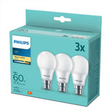 Philips LED Bulb 60W B22 806 Lumen in Warm White | Pack of 3 