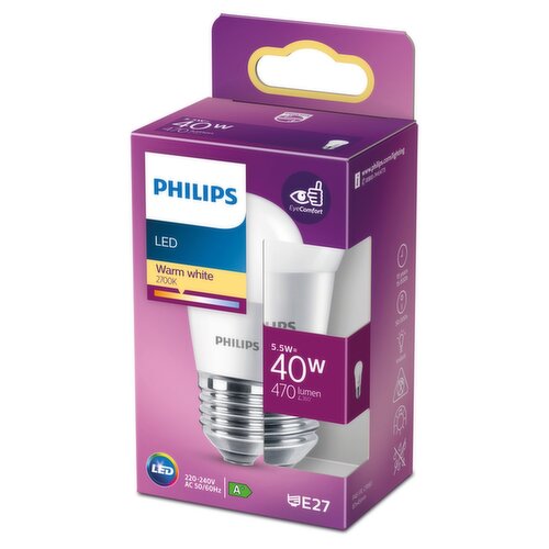 Philips LED Golf Bulb 40W E27 – 470 Lumen | Warm White
