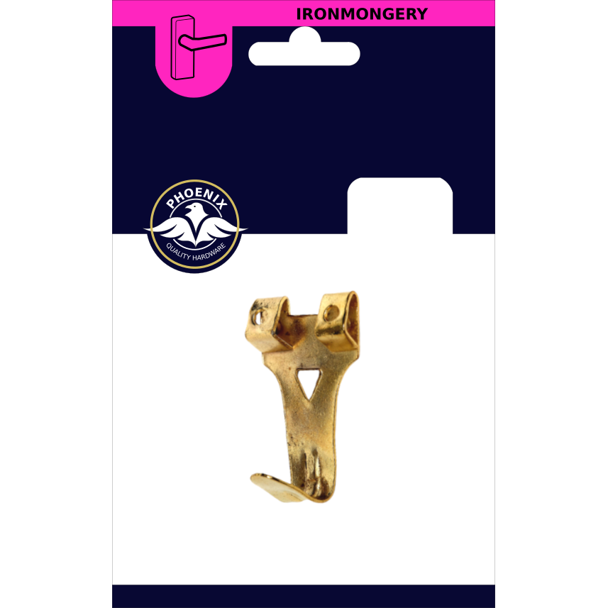 Phoenix Picture Hook Brass Single No 3 | Pack of 4