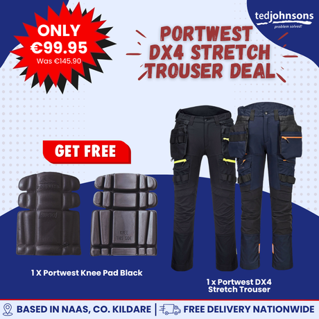 Portwest DX4 Stretch Trouser Deal | Bundle with Kneepads