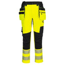 Portwest DX454 Hi-Vis Detachable Holster Pocket Craft Trousers Yellow