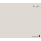 A solid light warm gray-beige color swatch with the Prestige Fine Furnishings logo in the top right and the text 'Ceppo 15' with a red 'R' circle mark in the bottom right.