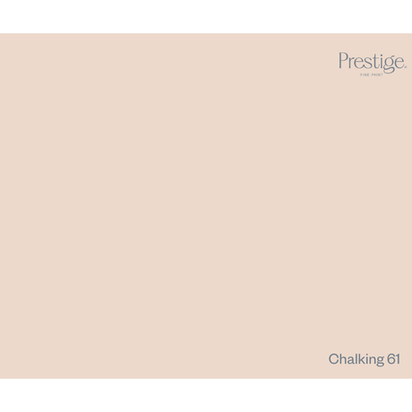 A solid color swatch card for Prestige Enamel Paint in the color 'Chalking 61', showing a warm light beige/cream color with the brand logo in the top right and the shade name in the bottom right.